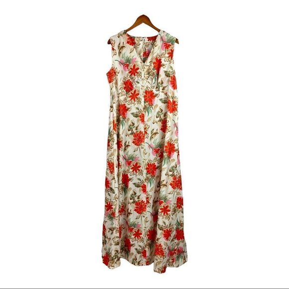 Vintage 1960s handmade Aloha Sleeveless Tropical Hawaiian Maxi Dress - Picture 1 of 10